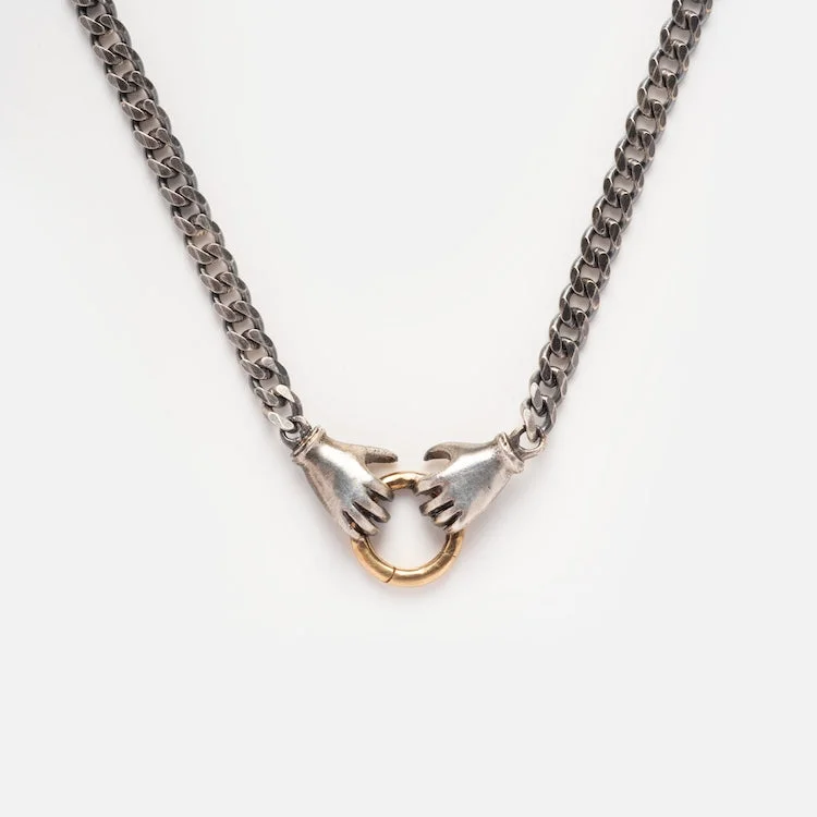 Don't Miss These Dazzling Jewelry Discounts Mixed Metal Double Hand Charm Holder Necklace
