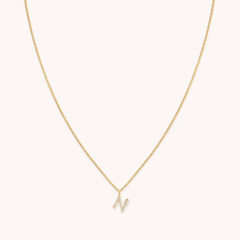 Best Jewelry Sale Prices – Limited-Time Offer N Initial Pavé Pendant Necklace in Gold