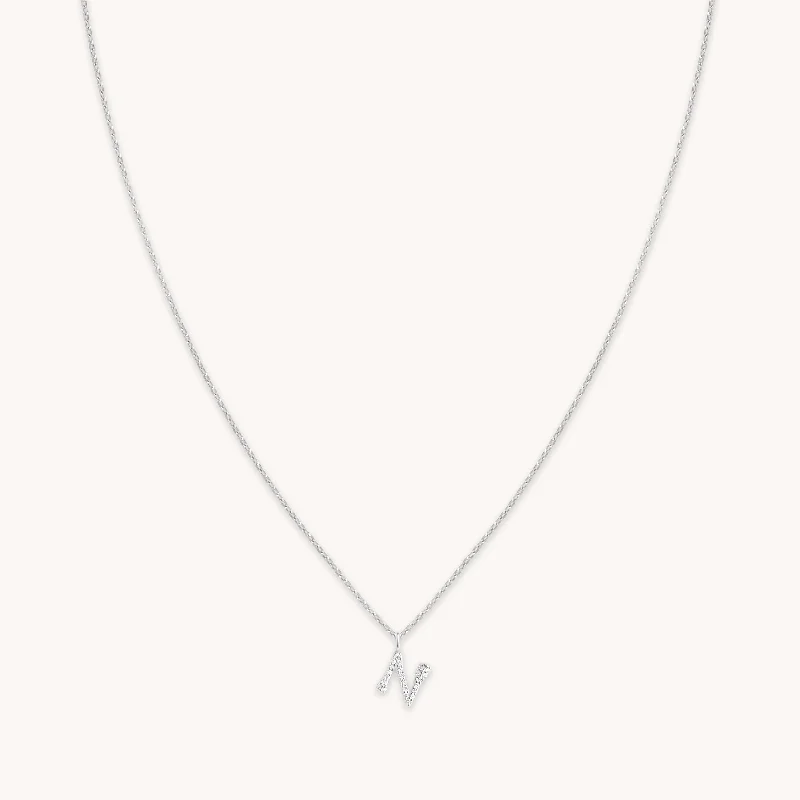 Trending Jewelry Now Available At Exclusive Prices N Initial Pavé Pendant Necklace in Silver