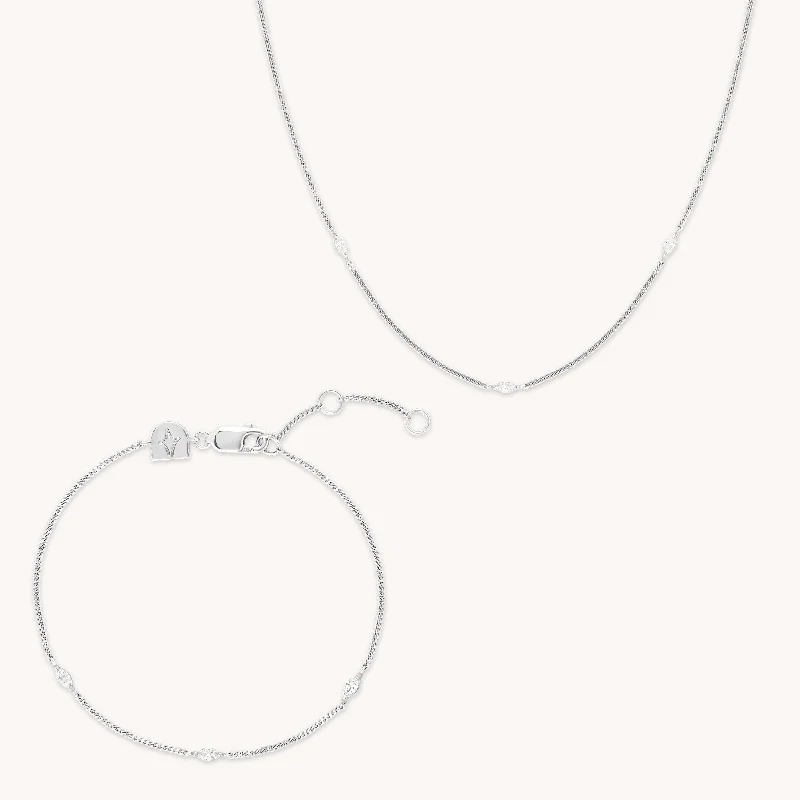 Get The Best Deals On Timeless Jewelry Pieces Navette Crystal Gift Set in Silver