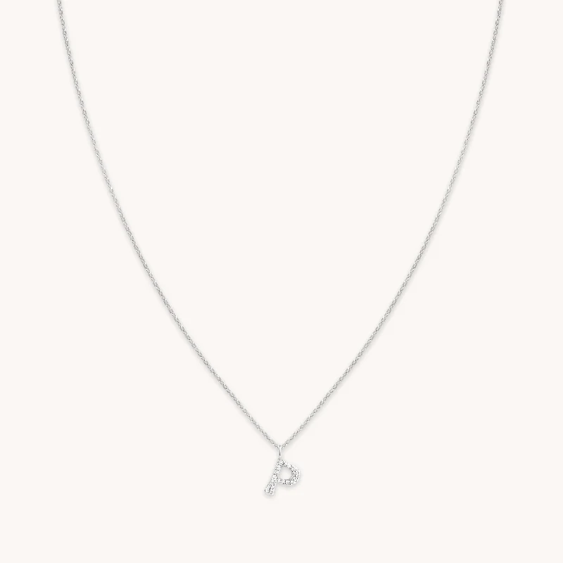 Once-A-Year Jewelry Sale – Grab Your Favorites Now P Initial Pavé Pendant Necklace in Silver