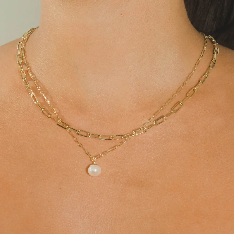 Adjustable Charm Bracelets For A Perfect Fit Pearl & Chain Necklace Set - Gold