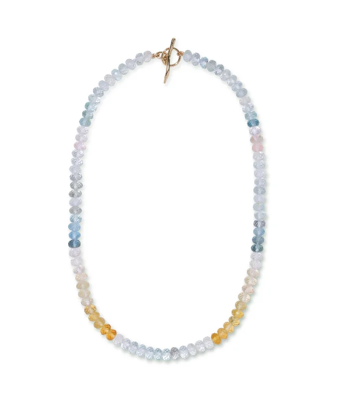 Make Your Outfit Shine With Discounted Jewelry Shaded Aquamarine, Morganite & 14k Gold Necklace