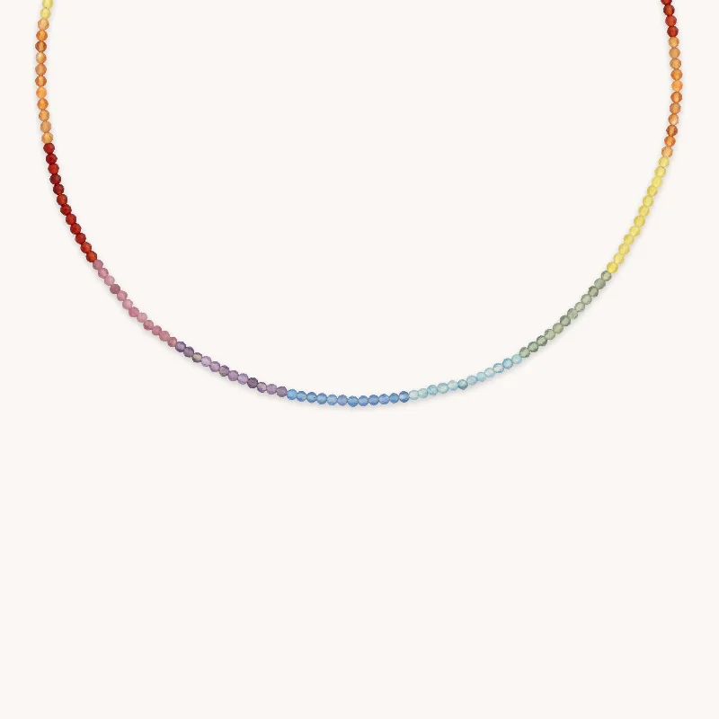 Dainty And Elegant Jewelry Now At Reduced Prices Rainbow Gemstone Necklace in 9k White Gold