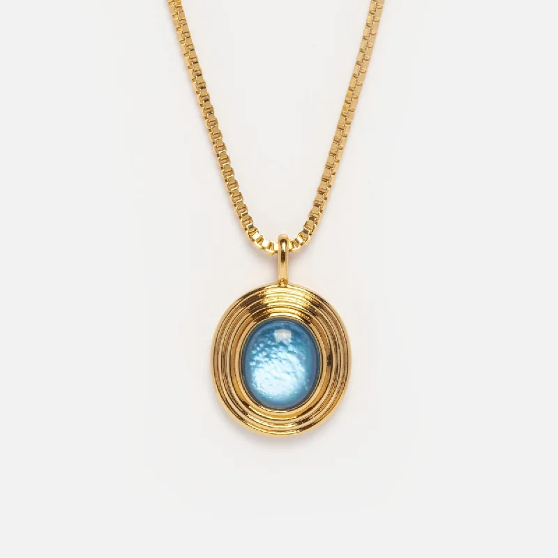 Personalized Jewelry Sale – Meaningful Gifts At Great Prices Saturn Blue Mother of Pearl Pendant Necklace
