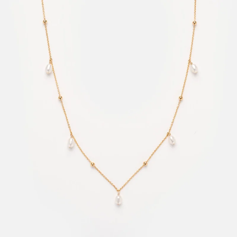 Exclusive Jewelry Markdowns – Limited-Time Offer Solid Gold Pearl Droplet Necklace