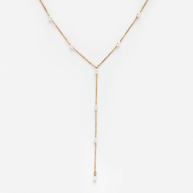 Trending Jewelry Styles Now At Limited-Time Discounts Solid Gold Pearl Lariat Necklace
