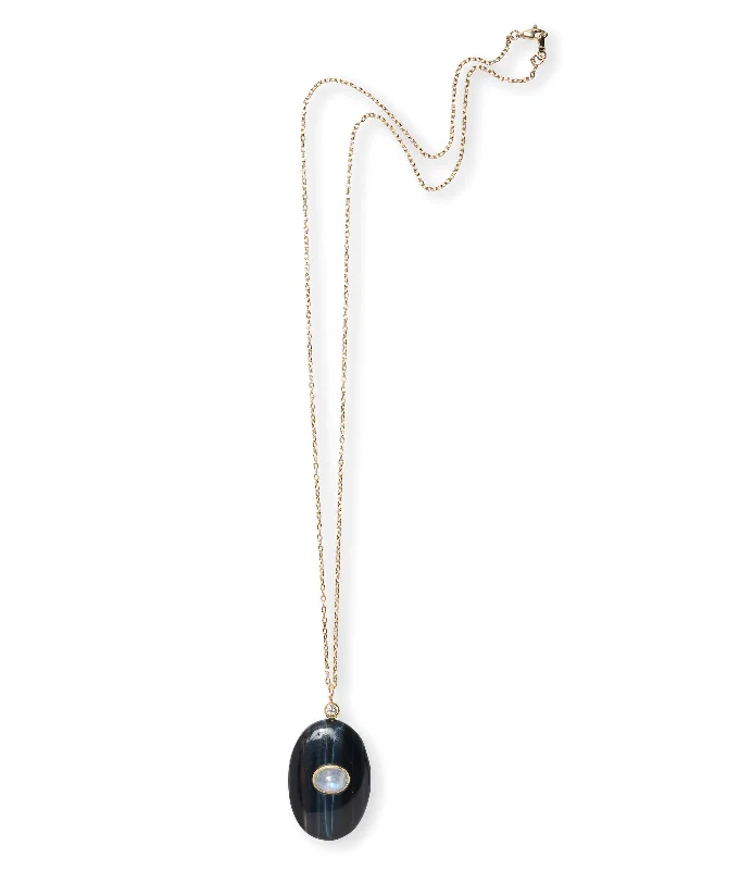 Grab Your Favorite Jewelry At The Lowest Prices Tiger's Eye, Moonstone & 14k Gold Pendant Necklace