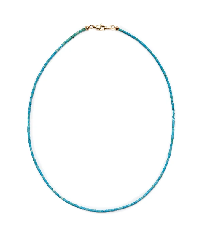 Trending Jewelry Now At Unbeatable Prices Tiny Beaded 14k Gold Necklace in Turquoise