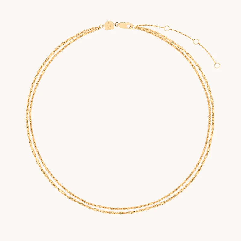Limited-Time Jewelry Sale – Elegant Styles At Less Illusion Twist Double Chain Necklace in Gold
