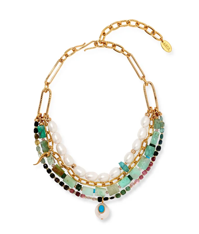 Trendy Minimalist Jewelry For Everyday Wear Vizcaya Necklace in Mint