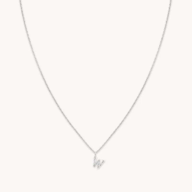 Unique Jewelry Designs Now At Discounted Rates W Initial Pavé Pendant Necklace in Silver Unique Jewelry Designs Now At Discounted Rates W Initial Pavé Pendant Necklace in Silver