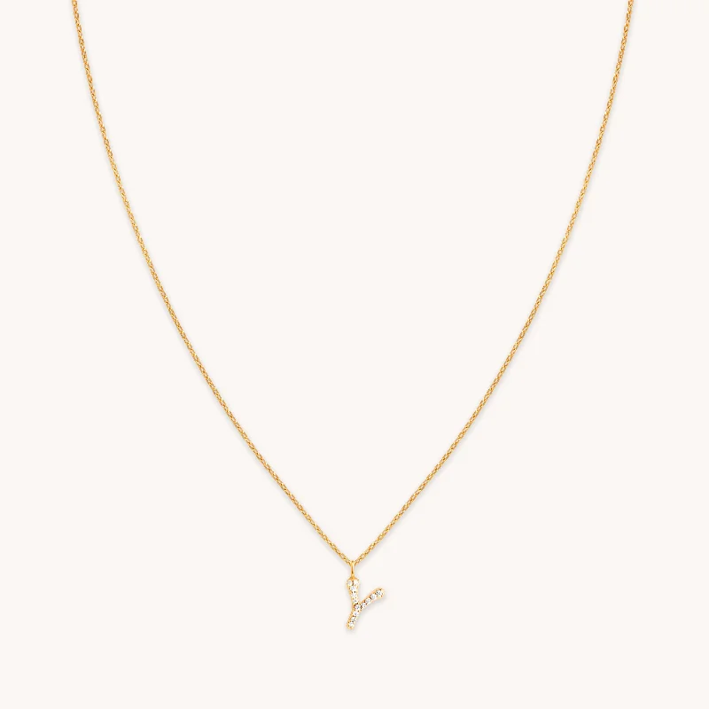 Limited Stock On Premium Jewelry At Low Prices Y Initial Pavé Pendant Necklace in Gold Limited Stock On Premium Jewelry At Low Prices Y Initial Pavé Pendant Necklace in Gold