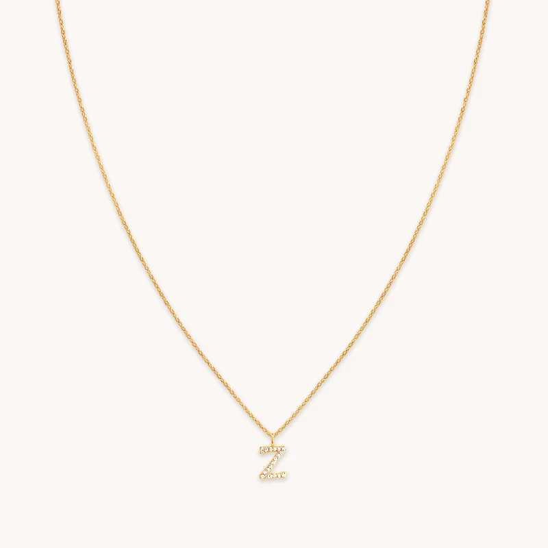 Limited-Stock Jewelry Sale – Shop Before It's Gone Z Initial Pavé Pendant Necklace in Gold