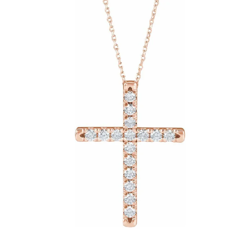 Elegant Rose Gold Jewelry For A Stylish Touch 14K Yellow, White or Rose Gold 1 CTW Diamond Cross Necklace, 16-18in Elegant Rose Gold Jewelry For A Stylish Touch 14K Yellow, White or Rose Gold 1 CTW Diamond Cross Necklace, 16-18in