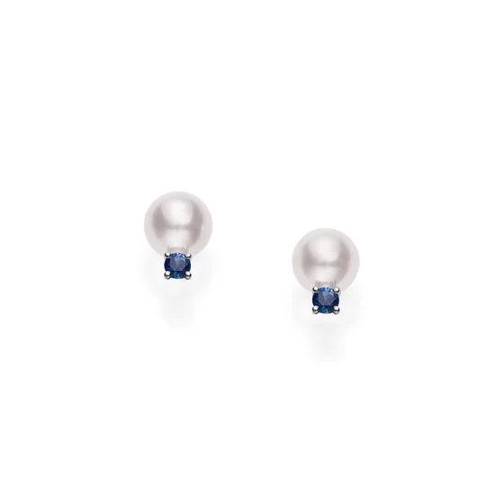 18kt white gold Sapphire and Pearl Stud Earrings