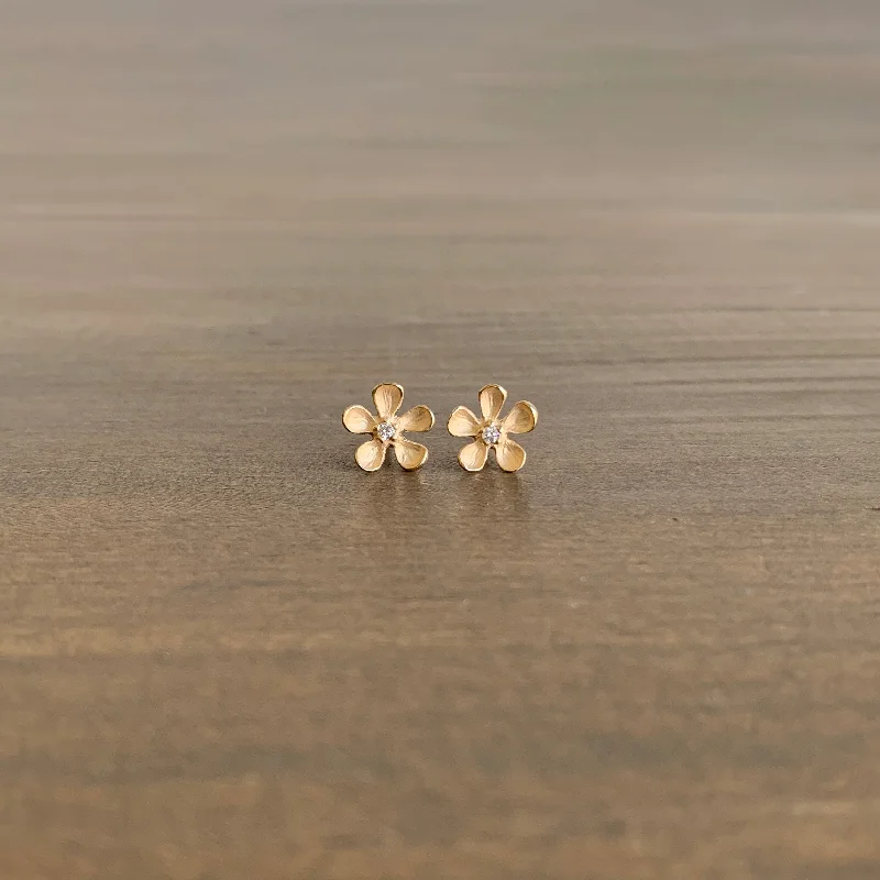 Big Flower Stud Earrings with Diamonds