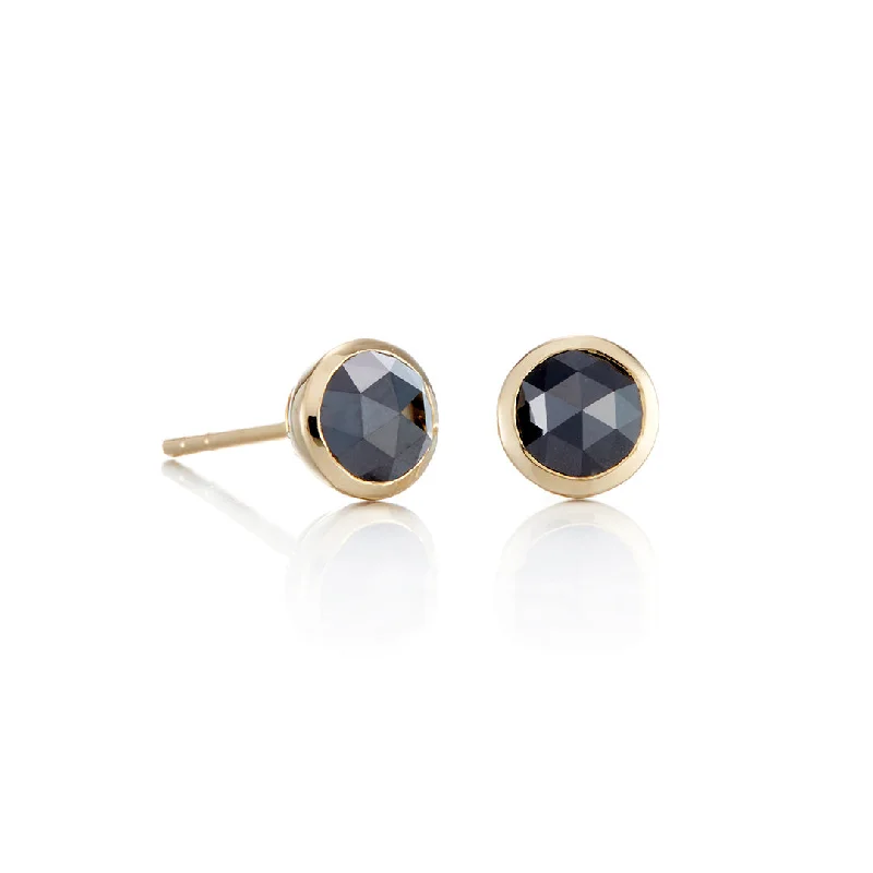 Black Diamond Rose-Cut Stud Earrings