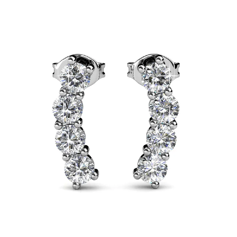 Aubree 18k White Gold Plated Drop Stud Earrings with Swarovski Crystals