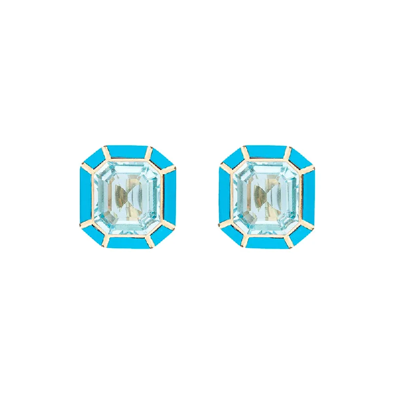 Blue Topaz and Turquoise Stud Earrings