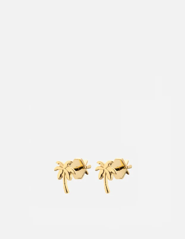 Palm Stud Earrings, Gold Vermeil