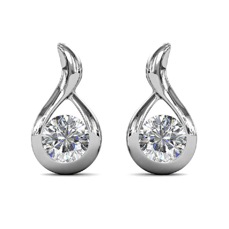 Parker 18k White Gold Plated Teardrop Stud Earrings with Swarovski Crystal