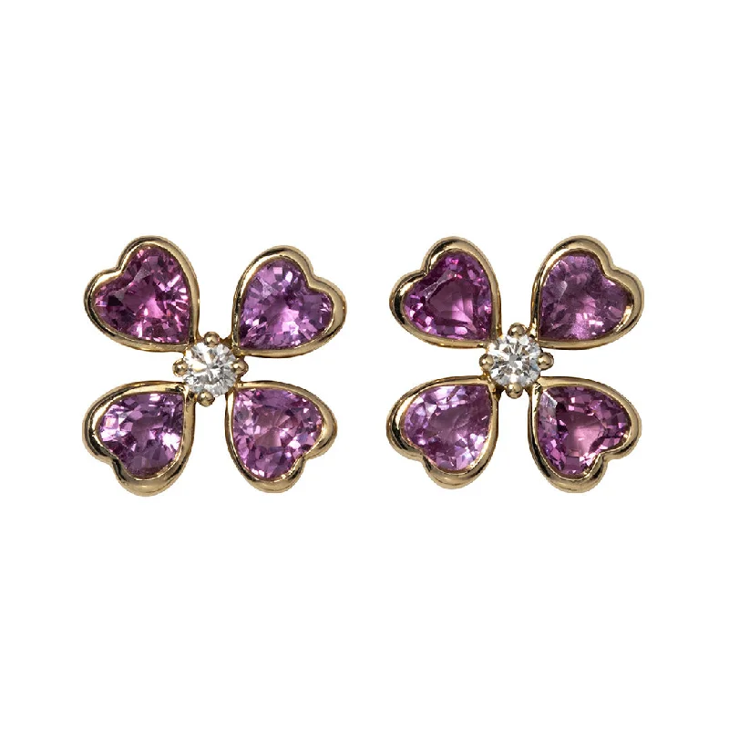 Shop Fine Jewelry With Exclusive Savings Pink Sapphire & Diamond 14K Gold Clover Stud Earrings Shop Fine Jewelry With Exclusive Savings Pink Sapphire & Diamond 14K Gold Clover Stud Earrings