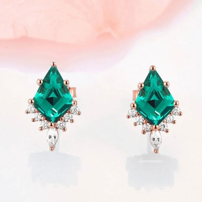 Skye Kite™  Kite Emerald Stud Earrings- 14K Rose Gold Vermeil