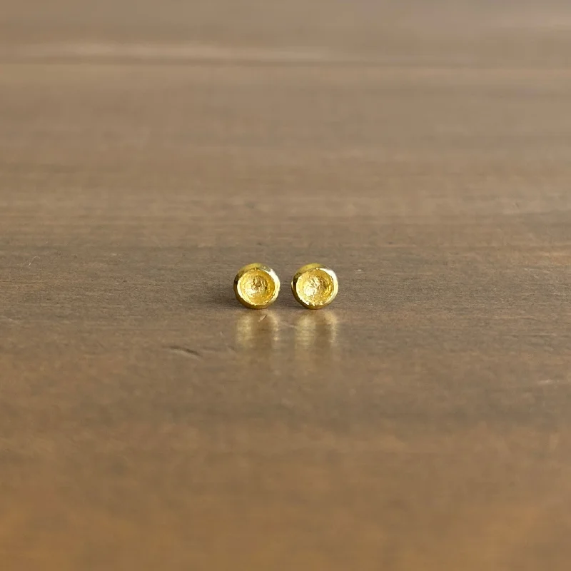 Small Gold Carved Cup Stud Earrings