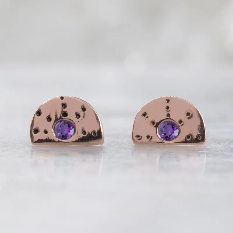 Elegant Jewelry, Exclusive Prices – Shop Now The Half Moon Amethyst Stardust Stud Earrings | 14K Rose Gold Elegant Jewelry, Exclusive Prices – Shop Now The Half Moon Amethyst Stardust Stud Earrings | 14K Rose Gold