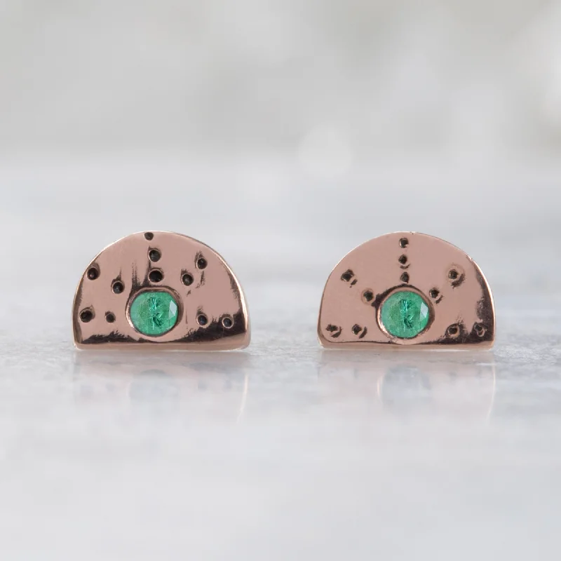 Personalized Jewelry Sale – Meaningful Gifts At Great Prices The Half Moon Emerald Stardust Stud Earrings | 14K Rose Gold Personalized Jewelry Sale – Meaningful Gifts At Great Prices The Half Moon Emerald Stardust Stud Earrings | 14K Rose Gold