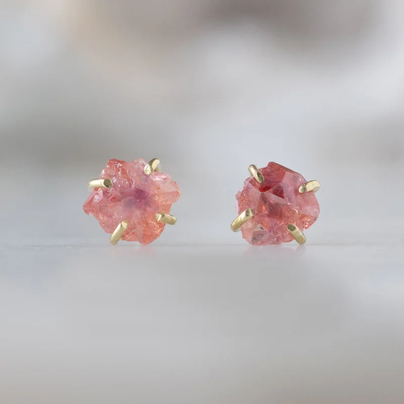 Trending Jewelry Styles Now At Limited-Time Discounts The Raw Padparadscha Sapphire Gemstone Stud Earrings | 14K Yellow Gold Trending Jewelry Styles Now At Limited-Time Discounts The Raw Padparadscha Sapphire Gemstone Stud Earrings | 14K Yellow Gold
