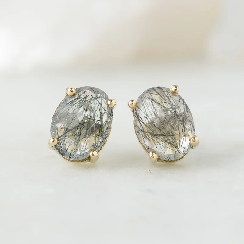 Discounted Jewelry For A Glamorous Look The Tourmaline In Quartz Stud Earrings | 10K Yellow Gold Discounted Jewelry For A Glamorous Look The Tourmaline In Quartz Stud Earrings | 10K Yellow Gold
