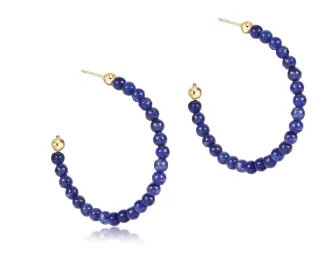 Shop Dazzling Jewelry With Special Promotional Discounts beaded gemstone 1.25" post hoop - 3mm lapis by enewton