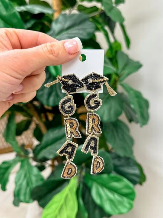 Last Chance To Shop High-End Jewelry At Markdown Prices Beaded 'Grad' Dangle Earrings - Gold