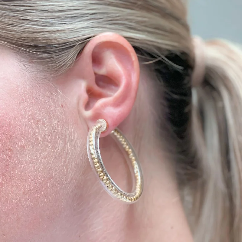 Luxury Jewelry Sale – Sparkle For Less Beaded Jelly Tube Hoop Earrings - Gold