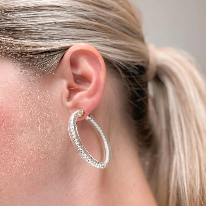 Flash Sale On Exquisite Jewelry – Don't Miss Out Beaded Jelly Tube Hoop Earrings - Silver