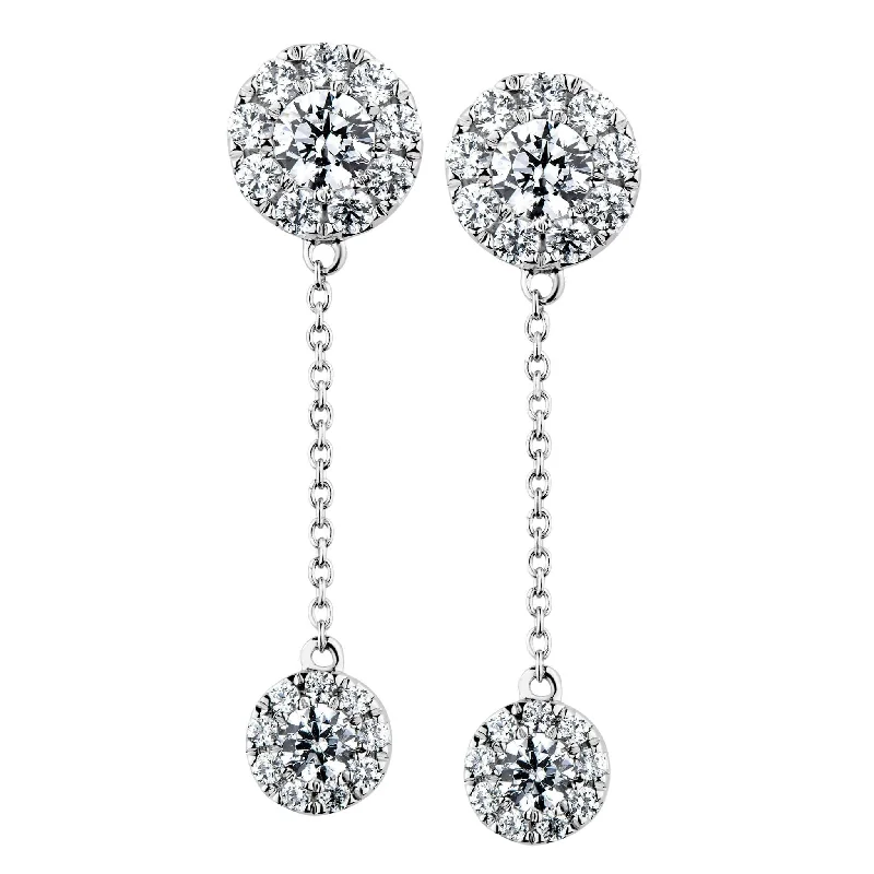 High-Quality Gemstone Jewelry For Special Occasions Celeste Round Brilliant drop earrings with 0.76 carats* of diamond simulants in 10 carat white gold