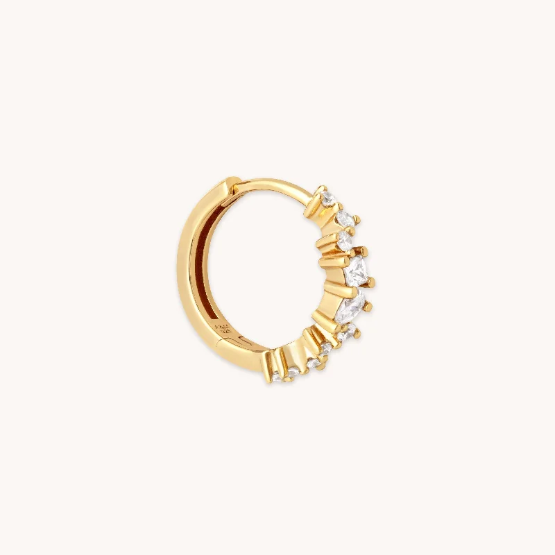 Handmade Pearl Jewelry For Timeless Elegance Celestial Crystal 11.5mm Hoop in Gold