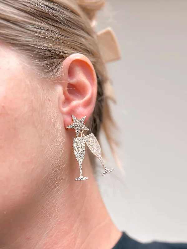 Everyday Jewelry Essentials Now On Sale Cheers Rhinestone Dangle Earrings - Gold