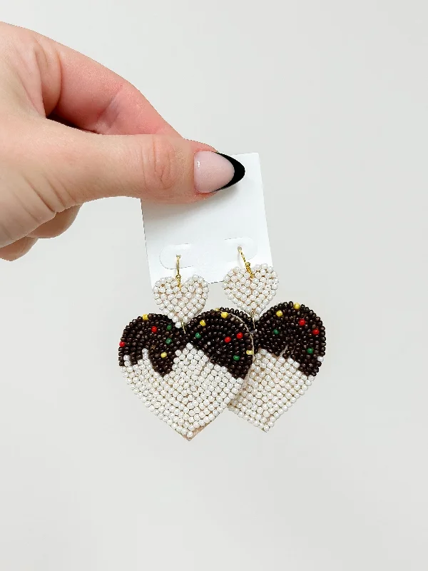 Unique Jewelry For Less – Shop The Sale Now Chocolate Heart Beaded Dangle Earrings - Ivory