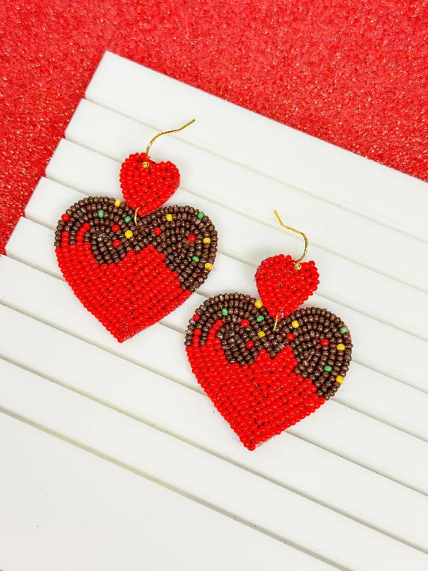 Best Jewelry Sale – Shop Exclusive Designs Now Chocolate Heart Beaded Dangle Earrings - Red