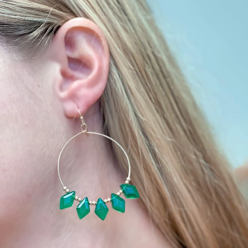 Seasonal Jewelry Deals – Elevate Your Style Christmas Diamond Bead Hoop Dangle Earrings - Green Seasonal Jewelry Deals – Elevate Your Style Christmas Diamond Bead Hoop Dangle Earrings - Green