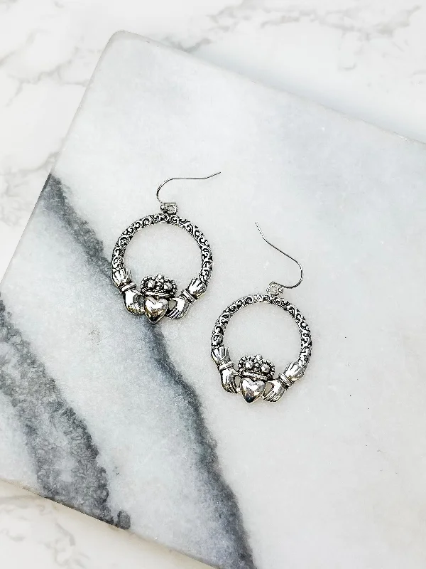 Classic And Modern Jewelry Styles On Sale Claddagh Dangle Earrings