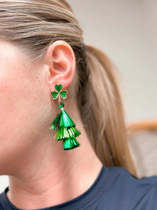 Chic And Stylish Jewelry At Exclusive Prices Clover Tinsel Fringe Dangle Earrings