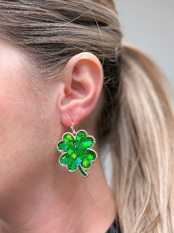 Fashion-Forward Jewelry At Incredible Prices Confetti Glitter Clover Dangle Earrings