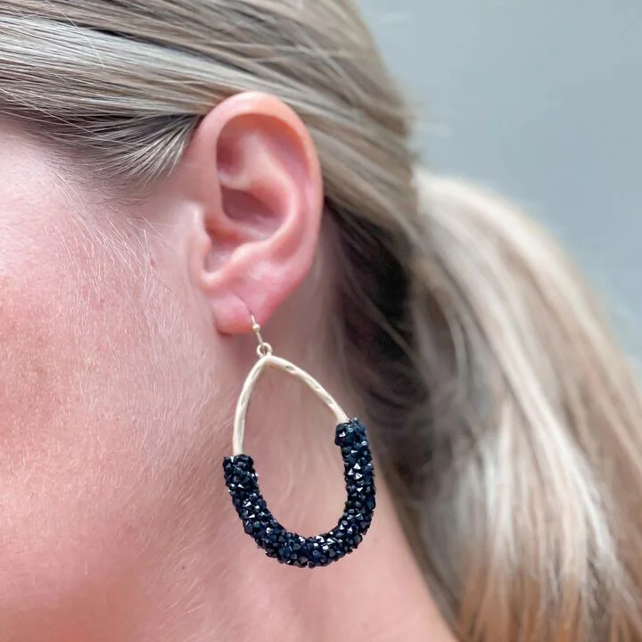 Shop Dazzling Jewelry At The Best Prices Crystal Encrusted Gold Teardrop Dangle Earrings - Black Shop Dazzling Jewelry At The Best Prices Crystal Encrusted Gold Teardrop Dangle Earrings - Black