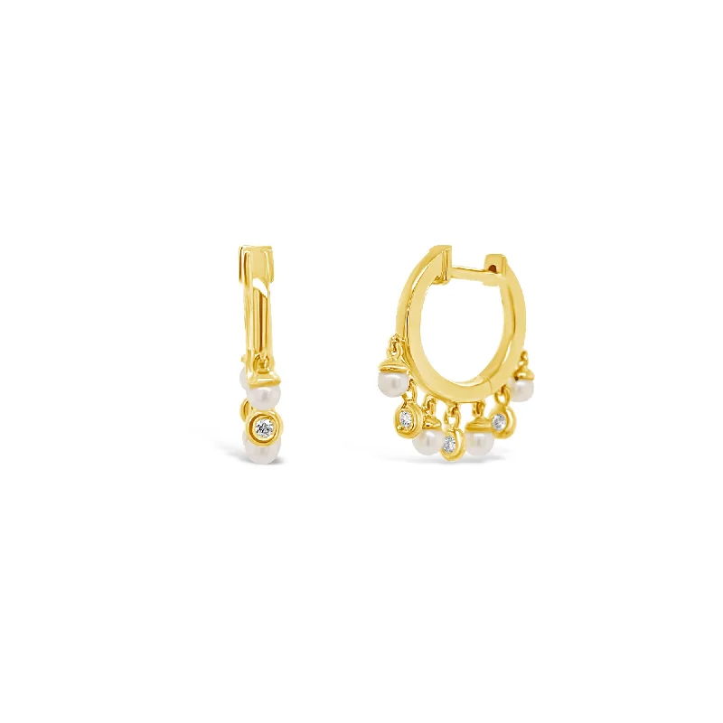 Shine In Style – Shop Jewelry Discounts Today Diamond & Pearl Dangle Huggie Earrings