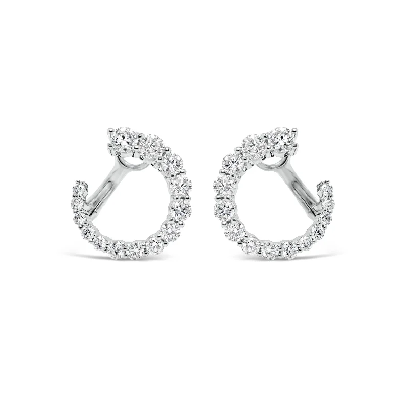 Customized Silver Jewelry For Unique Style Diamond Small Graduated Front-Facing Hoop Earrings