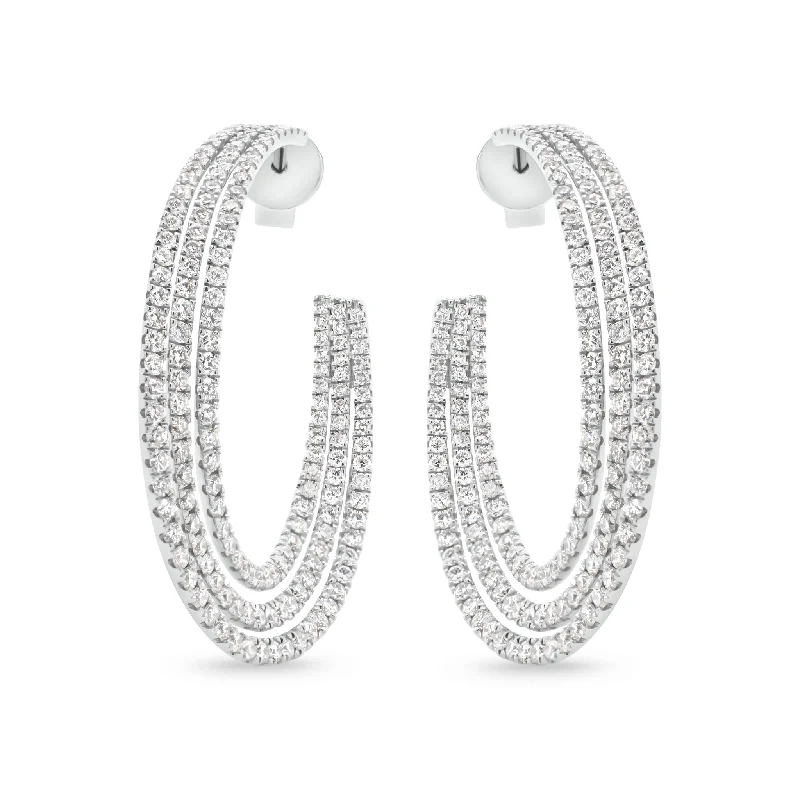 Luxury Jewelry At Unbeatable Discounts Diamond Triple Row Open Hoop Earrings